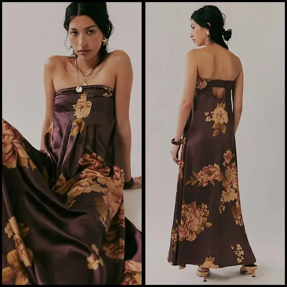 Free People Botanical Maxi Dress in Wine Combo - Picture 3 of 16